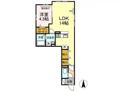 ゆず桑田町(1LDK/3階)の間取り写真