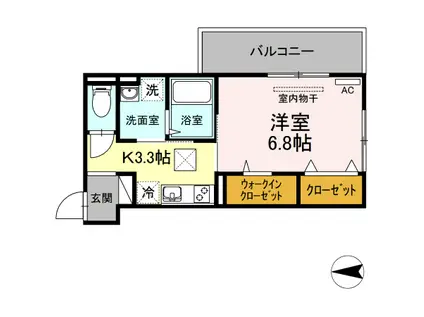 アルシオネ岡山駅西(1K/1階)の間取り写真
