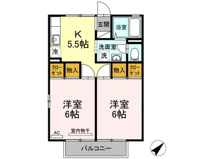 セジュール大松(2K/2階)の間取り写真