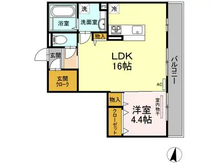 フィロスA(1LDK/3階)の間取り写真
