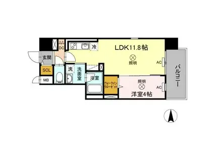 TWIN TOWERS AZUKI(1LDK/3階)の間取り写真