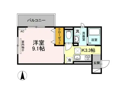 リッツレジデンスB棟(1K/1階)の間取り写真