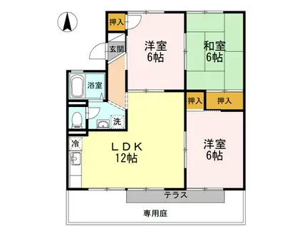 エトワール津島 A棟(3LDK/1階)の間取り写真