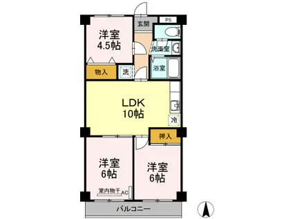レジデンス板野 (3LDK/3階)の間取り写真