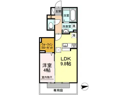 ワイロード(1LDK/1階)の間取り写真