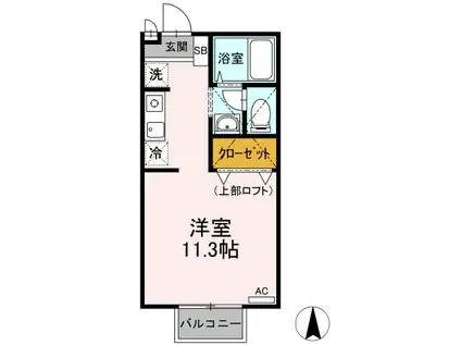 エクレール青江(ワンルーム/2階)の間取り写真