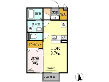 グランモア・浅沼(1LDK/2階)の間取り写真