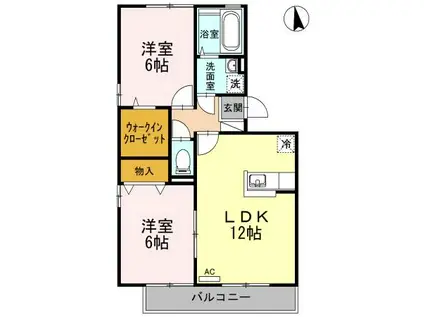 リビングタウン旭川B棟(2LDK/2階)の間取り写真