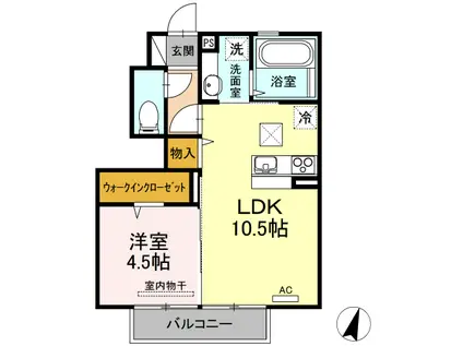 エパル三門(1LDK/1階)の間取り写真