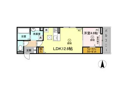 ベイ ブランシェ奥田(1LDK/1階)の間取り写真