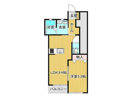 シェルメール庭瀬(1LDK/1階)の間取り写真