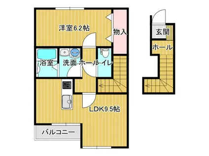 シェルメール庭瀬(1LDK/2階)の間取り写真