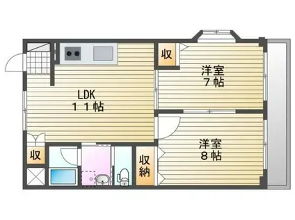 第2岸本マンション(2LDK/1階)の間取り写真