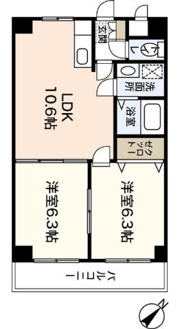 サニーヒルズ大福(2LDK/2階)の間取り写真