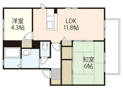 シャーメゾンコスモスB(2LDK/1階)の間取り写真