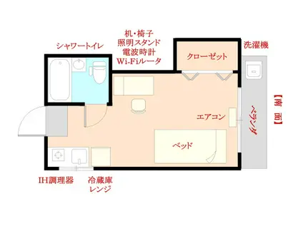 カーサ・フィオーレ学南町(ワンルーム/2階)の間取り写真