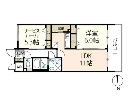 セントラルアヴェニュー田町(2LDK/12階)の間取り写真