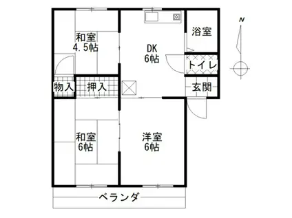 OSレジデンス A棟(3DK/2階)の間取り写真