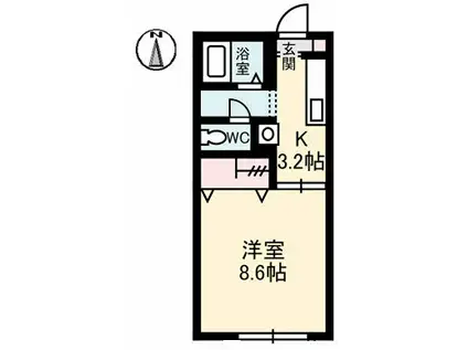 プラッツ21 Bトウ(1K/1階)の間取り写真