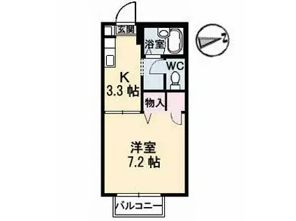 コーポ高見荘(1K/2階)の間取り写真