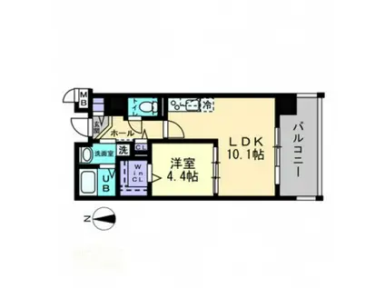 ハアラン国体町(1LDK/10階)の間取り写真
