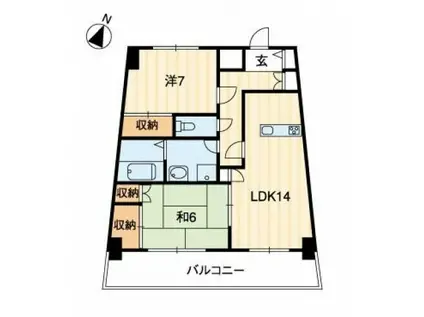 エクセルメゾン岡山(2LDK/8階)の間取り写真