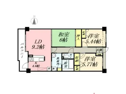 サーパス東古松通(3LDK/8階)の間取り写真