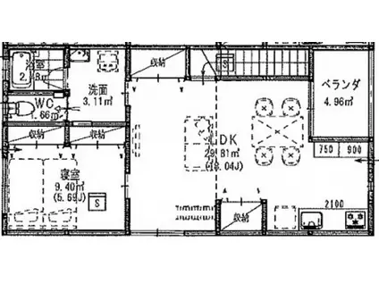 MOCHA(1LDK/2階)の間取り写真
