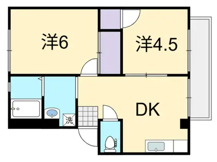 アビタシオンあおえ西棟(2DK/1階)の間取り写真