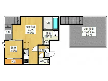 GRANDTIC JM 新保(1LDK/2階)の間取り写真