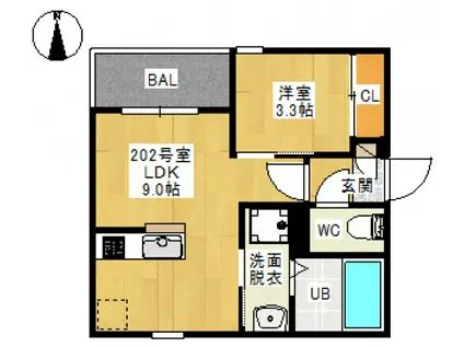 REGALEST 東島田Ⅲ(1LDK/2階)の間取り写真