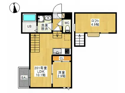 GRANDTIC ARKⅡ(1LDK/2階)の間取り写真