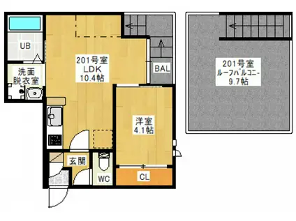 GRANDTIC 西崎 K(1LDK/2階)の間取り写真