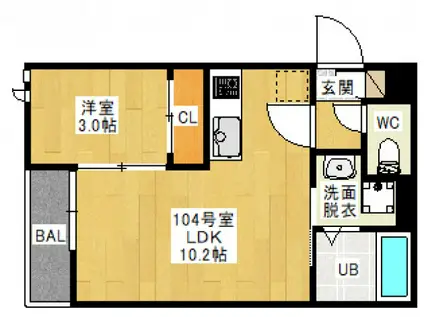 GRANDTICフレール(1LDK/1階)の間取り写真