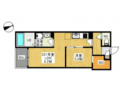 REGALEST 奥田本町Ⅱ(1LDK/3階)の間取り写真