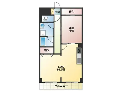 ハイデンスホンダ(1LDK/4階)の間取り写真