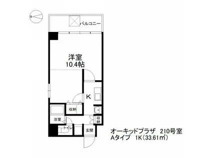 オーキッドプラザ(1K/2階)の間取り写真