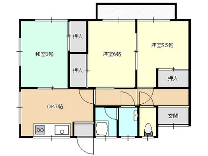 岡山電軌清輝橋線 清輝橋駅 バス乗車時間：19分 土地改良区前バス停で下車 徒歩18分 1階建 築40年(3DK)の間取り写真