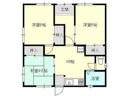 岡山電軌清輝橋線 清輝橋駅 バス乗車時間：19分 土地改良区前バス停で下車 徒歩18分 1階建 築40年(3K)の間取り写真