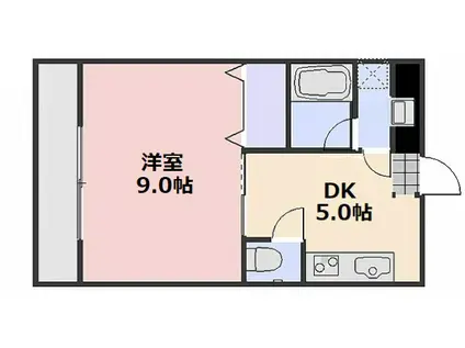 レプトン大福(1DK/2階)の間取り写真
