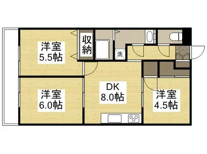ナチュラルガーデン今(3DK/2階)の間取り写真