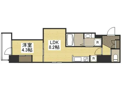 月光 大雲寺(1LDK/9階)の間取り写真