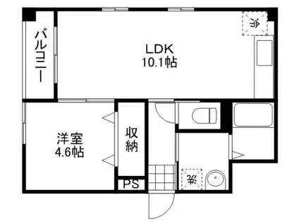 ルミエール大供(1LDK/2階)の間取り写真
