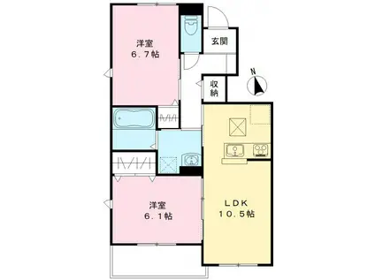ユアメゾン益野B(2LDK/1階)の間取り写真