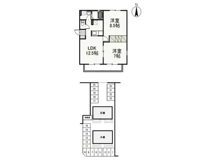 プチ・フルールA(2LDK/2階)の間取り写真