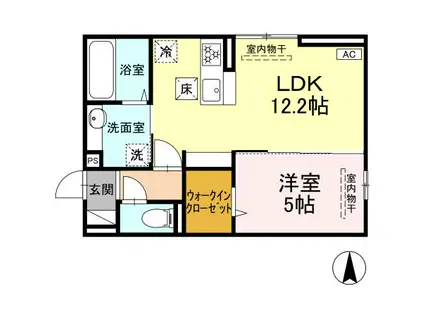 D-ROOM西長瀬(1LDK/1階)の間取り写真
