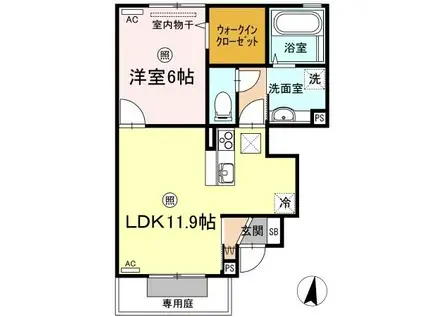 エルヴィリア野田(1LDK/1階)の間取り写真