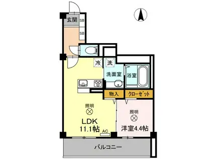 VILLE SOLEIL(1LDK/2階)の間取り写真