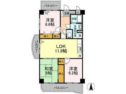 パークサイドHIRATA(3LDK/1階)の間取り写真