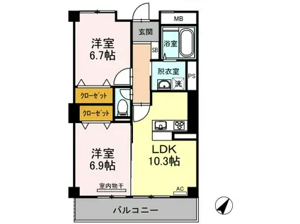 COCOFERME(2LDK/2階)の間取り写真